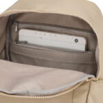 Mały plecak damski wykonany z poliestru w kolorze ecru, jednokomorowy z kieszenią zewnętrzną - Peterson-6