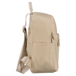 Mały plecak damski wykonany z poliestru w kolorze ecru, jednokomorowy z kieszenią zewnętrzną - Peterson-3