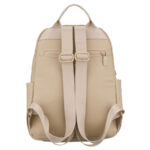 Mały plecak damski wykonany z poliestru w kolorze ecru, jednokomorowy z kieszenią zewnętrzną - Peterson-4