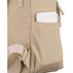 Mały plecak damski wykonany z poliestru w kolorze ecru, jednokomorowy z kieszenią zewnętrzną - Peterson-10