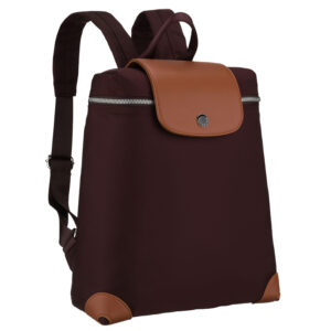 Bordowo-brązowy, miejski plecak damski z poliestru zawieszony na regulowanych szelkach - Peterson-1